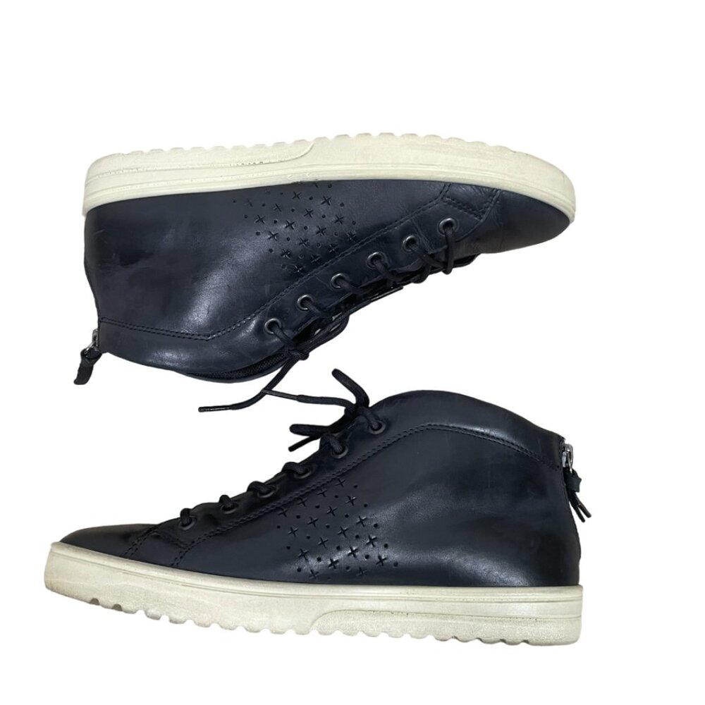 Ecco Womens Fara Black Leather Back Zip Sneakers Ankle Booties Sz EU 39/US 8-8.5